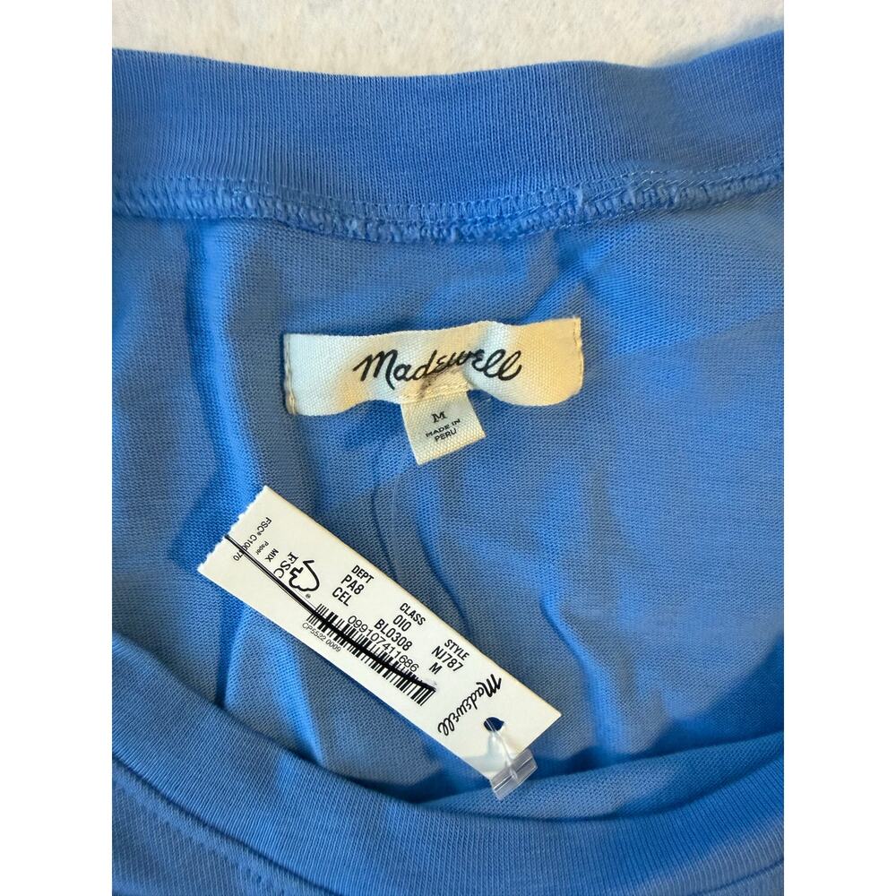 Madewell Side-Cinch Muscle Tee Medium Blue Cap Sleeve Ruched Top NJ787 - Picture 7 of 11
